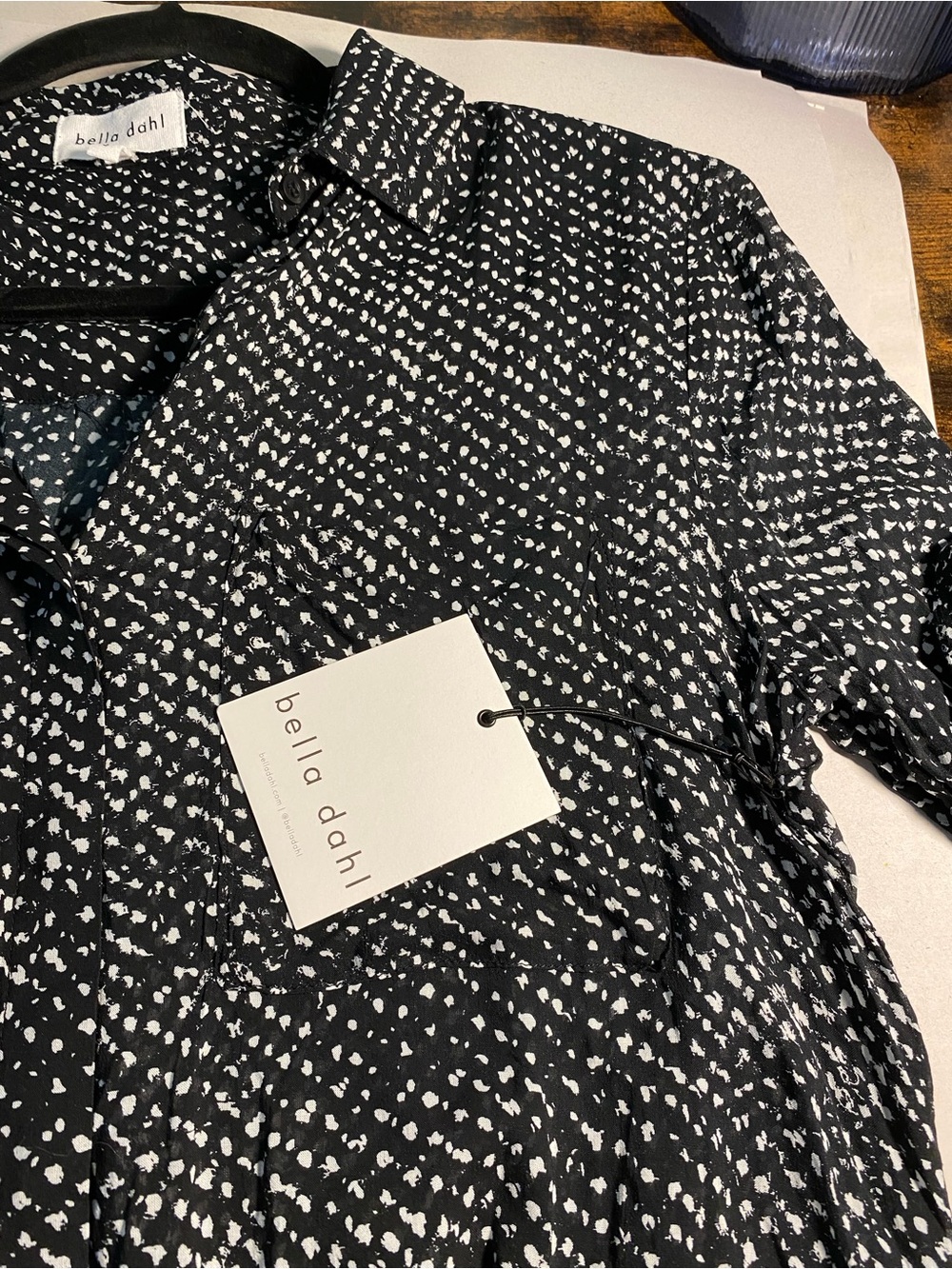 NWT Bella Dahl Black & White Printed Long-Sleeve Blouse - Picture 7 of 9